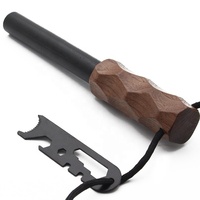 Allume-feu de survie en bois avec manche en bois personnalisé de 3/4 pouces, robuste, silex et acier