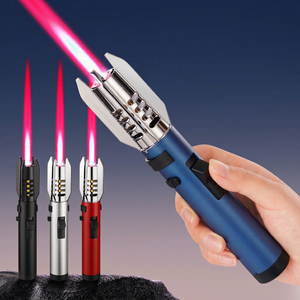 Starlight Sword Handheld Windproof Metal Lighter High Flame Butane Portable Torch for BBQ Baking Outdoor Use Silver Blue Red - Product Image 1