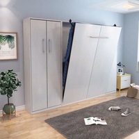Nouveau design Gain de place avec étagère de rangement cachée Lit de rangement pliable en bois King size Lit escamotable