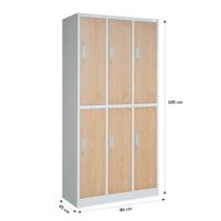 Casier en métal à 6 portes pour vêtements de travail du personnel Armoire en acier Casier de rangement en métal Armoire de gym Armoire