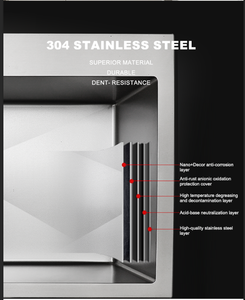 Kore Tarzı Minimalist Paslanmaz Çelik 304 858*518 Tek Hazneli Tek Dekoratif Nano Gümüş Yüzey İşlemli El Yapımı Tezgah Üstü Mutfak - Product Image 4