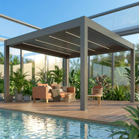 Pergola Bioclimatique Extérieure à Lames Orientables en Aluminium, Système de Toiture Motorisé Étanche avec Capteurs Pluie et Vent