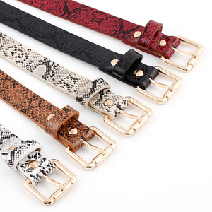 Ceinture décontractée pour filles, style western, en toile et PU, avec boucle fine rétro à ardillon, motif serpent, boucle en alliage, production personnalisée - Product Image 6