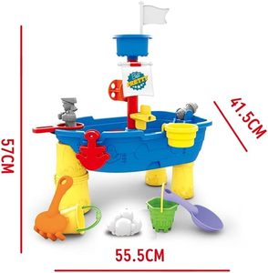 <span class=keywords><strong>Table</strong></span> de jeu de plage interactive en plastique pour enfants, avec pot d'arrosage, thème bateau pirate, pour l'été - Product Image 6