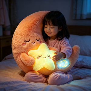 Ensemble de coussins étoiles et lune lumineux écologiques sans fluorescent, lavables en machine, en peluche, pour les boutiques de maternité et les coffrets cadeaux nouveau-né - Product Image 3