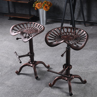 Tabouret de Bar de Siège de Selle de Tracteur en Fonte Industrielle Rétro avec Repos Arrière Chaises de Levage pour Maison Bar Hôtel Appartements