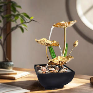 Wrought Iron Home Office & Living <b>Room</b> Decor Soft Desktop Water Ornaments with <b>Running</b> Water Silk Screen Print Metal Home Gifts - Product Image 1