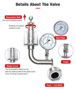 Регулируемый предохранительный клапан SS304 SS316L с ручным управлением, коленчатого типа, для высокотемпературных газов в пивоварении - Product Image 6