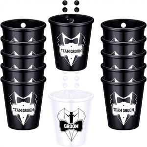 Black Bridal Party Shot Glass Necklaces with Beaded <b>Cups</b> for Stylish Bachelorette Party Gifts - Product Image 2