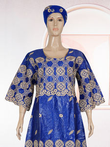 Robes <span class=keywords><strong>boubou</strong></span> africaines personnalisées H&D, <span class=keywords><strong>robe</strong></span> vintage brodée en <span class=keywords><strong>bazin</strong></span> riche avec foulard - Product Image 5