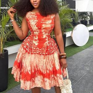 เดรสสั้นพิมพ์ลายแอฟริกันแบบจีบ ดีไซน์หรูหรา แขนกุด สไตล์หวาน แฟชั่นมาใหม่ - Product Image 2