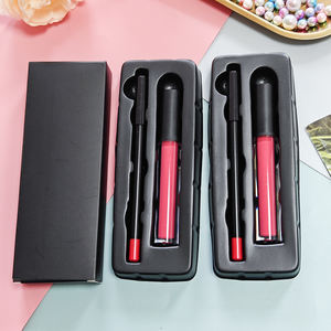 Lip Gloss Liner Matte beludru 2-in-1, Set lipstik cair tahan air dan tahan keringat tahan lama perlindungan penuh - Product Image 4