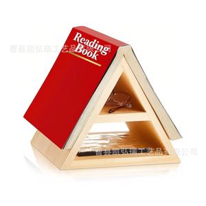 Simple bamboo triangular bookshelf, portable <b>bookend</b>, bamboo reading shelf, desktop organizer, book holder. - Product Image 1