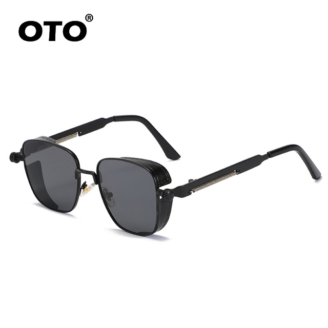 OTO Trendy Metal Man Rectangular Steam Punk Sunglasses Men with Steampunk Sunglasses 2022