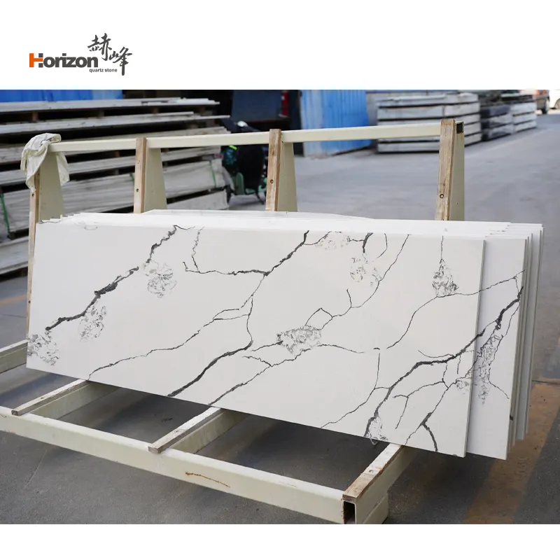 Horizon white quartz culture stone panel quarzo grigio ardesia pannello pannello al quarzo display lastra di roccia naturale grande piatto