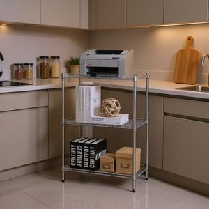 Estante de Almacenamiento de Cocina de 3 Niveles, Acero al Carbono y PP, Diseño Minimalista, Organizador Independiente, Ahorro de Espacio, Plateado - Product Image 2