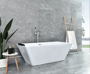 Vasca da bagno in resina pietra Freestanding a superficie solida vendita calda in acrilico nero opaco massaggio ad aria di lusso moderno battubt - Product Image 4