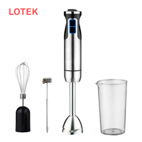 Mixeur Plongeant Électrique Multifonctionnel avec Commande par Bouton Poussoir, Lames en Acier Inoxydable, 12 Vitesses Variables