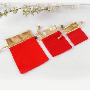 Bolsas de Terciopelo con Cordón de 12*15cm para Regalos de Joyería, Recuerdos de Boda, Embalaje de Regalos, con Apertura Dorada - Product Image 3
