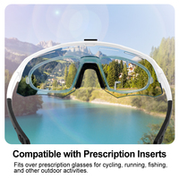 Lunettes de soleil sport semi-cerclées UV400 légères et ventilées avec monture TR90 et verres CP avec clip de prescription pour le cyclisme en extérieur unisexe