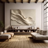 Art mural personnalisé pour hôtel, style Wabi Sabi minimaliste, abstrait, texturé en 3D, fait main, grande taille, entièrement personnalisé, pour la décoration murale du salon