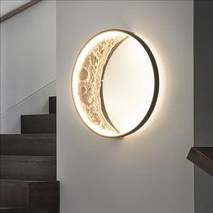 Lámpara de pared minimalista moderna para dormitorio, lámpara de noche, fondo escandinavo, pared, escalera, pasillo, luz de media luna - Product Image 2