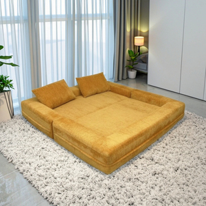 Sofá comprimido con respaldo extraíble y almohada Sofá <span class=keywords><strong>cama</strong></span> convertible para dormitorio y sala de estar con diseño moderno - Product Image 4