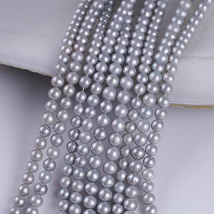 สร้อยไข่มุกน้ำจืดทรงกลมสีเทาธรรมชาติ ขนาด 5-6 มม. แบบกึ่งสำเร็จรูป สำหรับทำเครื่องประดับ DIY สร้อยคอไข่มุกน้ำจืดสุดหรู - Product Image 3