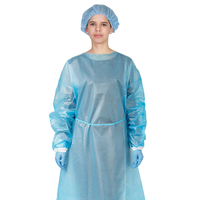 Blouse jetable bleu foncé pour examen hospitalier Blouse d'isolement Vêtements de protection médicale