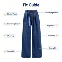 Pantalon de survêtement grande taille pour femme, jean taille haute, coupe ample, jambe large, style décontracté pour tous les jours