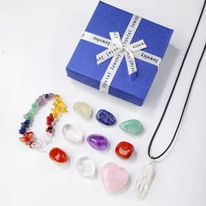 Оптовая продажа, кристаллы, лечебный камень, 7 комплектов чакр, камни в форме капли, Хрустальный подвесной браслет