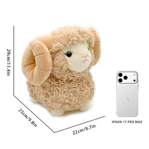 Jouets en peluche d'animaux de la ferme, agneau en peluche brodé EDEA, confortable, à poils longs, pour cadeaux de la Saint-Valentin - Product Image 6