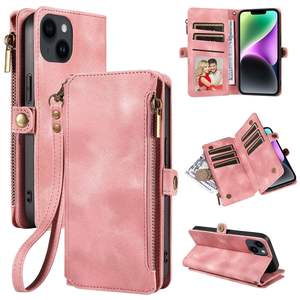 Para Iphone 17 Pro <span class=keywords><strong>Max</strong></span> PU cuero cremallera cartera Flip Funda de cuero para Samsung S25 Ultra para <span class=keywords><strong>Moto</strong></span> G Play 2024 - Product Image 6