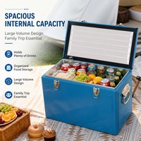 Glacière rétro en métal, glacière portable vintage en métal pour le camping, la pêche, les pique-niques en plein air, la conservation des boissons et des aliments