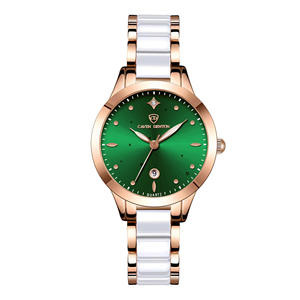 Montre à quartz étanche en céramique sertie de diamants pour femme, cadeau de Noël - Montre élégante avec calendrier - Product Image 3