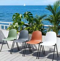 Chaise de salle à manger en plastique de style européen et nouveau style chinois, avec cadre métallique épaissi et revêtement en polypropylène, pour la maison et les salles de conférence