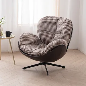 Nordic Design Accent Chairs Luxury Iron Leather Lounge Chair Home Furniture Living Room Swivel Chair