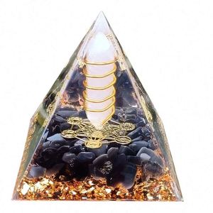 Pirámide de Orgón de Cristal Blanco con Bobina Dorada, Generador de Energía Ecológico Hecho a Mano, para Bautizo, Aniversario, Cumpleaños, Meditación, Energía Positiva - Product Image 1
