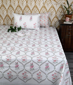 Parure de lit en coton de qualité supérieure, style bohème indien, imprimée à la main, fabriquée à Jaipur, avec housses de coussin - Product Image 2