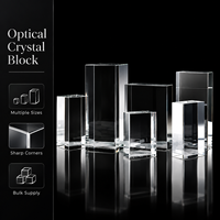 Cube en verre cristallin transparent HBL, vierge, à bords lisses, personnalisable avec gravure intérieure 2D/3D, idéal pour cadeaux et artisanat
