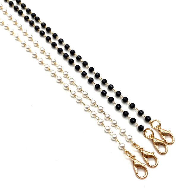 Exquisite Round Beaded Clip Ring Copper Chain Face-mask S&H K118 50cm 8g