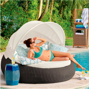 <span class=keywords><strong>Lit</strong></span> <span class=keywords><strong>rond</strong></span> imperméable en osier d'extérieur en rotin bon marché - Product Image 3