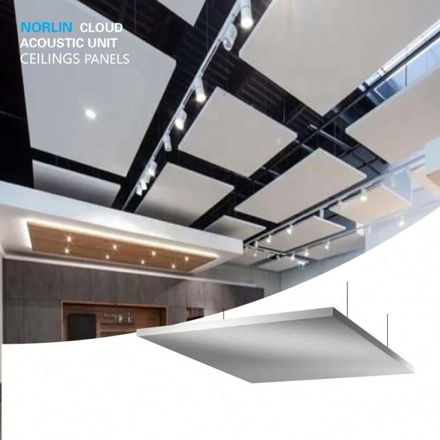 Factory Direct Modern Acoustic Fiberglass Baffle Cloud Panels Hanging Ceiling for Gallery Restaurant Office Hotel Hospital