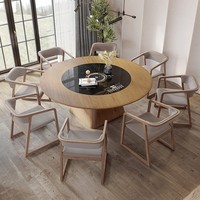 Runder Esstisch aus Holz 1,8 m großer runder Drehtisch mit Induktion sherd
