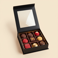 Logo personnalisé noir magnétique recyclable transparent boîtes cadeau chocolat Dubaï boîte d'emballage de luxe en papier rigide