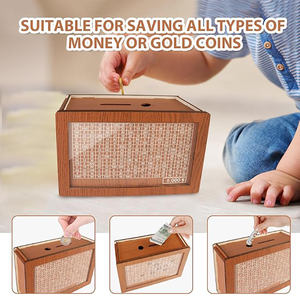 キャッシュボールト木製貯金箱ペン付き貯金箱お金のターゲットと数字付き木製貯金箱友達への最高の贈り物 - Product Image 5