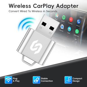 อุปกรณ์เชื่อมต่อไร้สาย CarPlay 2 in 1 รุ่นอัปเกรดสีเงิน รองรับ Apple CarPlay เชื่อมต่ออัตโนมัติผ่านพอร์ต USB - Product Image 1