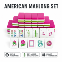 Tuiles de Mahjong Américaines Gravées 160 Pièces Luxe 4 Couches 32mm Acrylique Rouge Vert Poker Portable Durable Expédition aujourd'hui depuis l'entrepôt