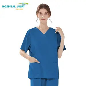 H & U Meilleure vente hôpital uniforme femme haut gommage costume gommages ensembles haute qualité coton Polyester personnalisé gommages soins infirmiers uniformes