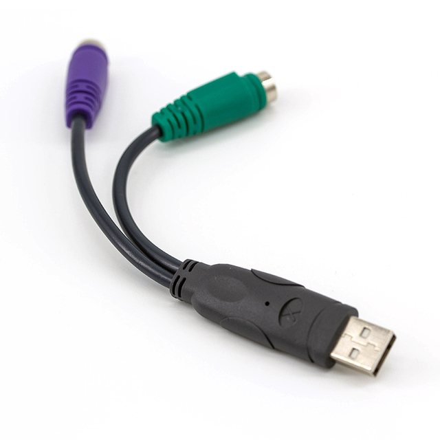 PS2 USB Cable Cord Adapter for Keyboard and Mouse with PS/2 Interface Built-in USB Controller and Support PS2 Port of KVM Switch